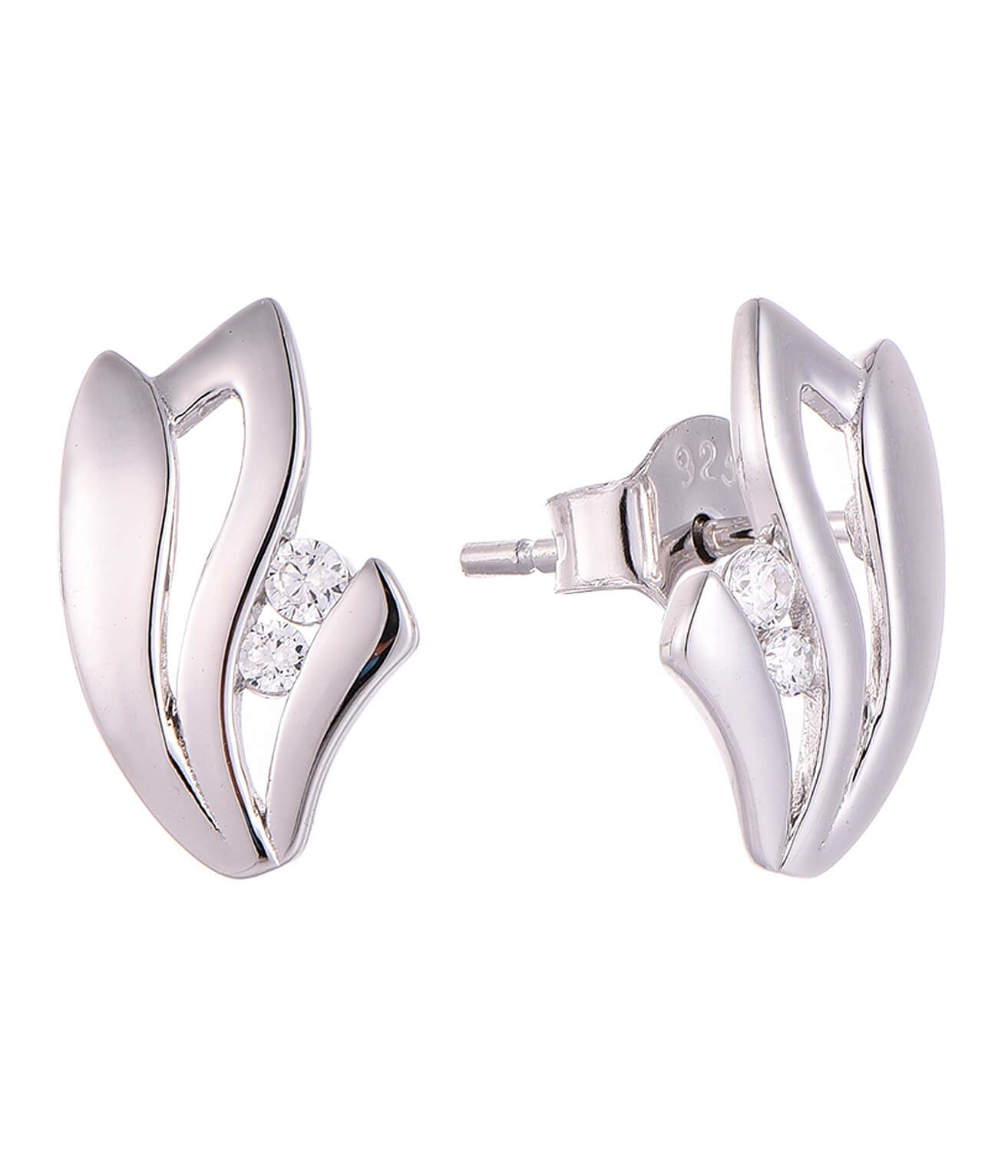 Rhodium-plated .925 Sterling lab-created Diamond Wing Earrings