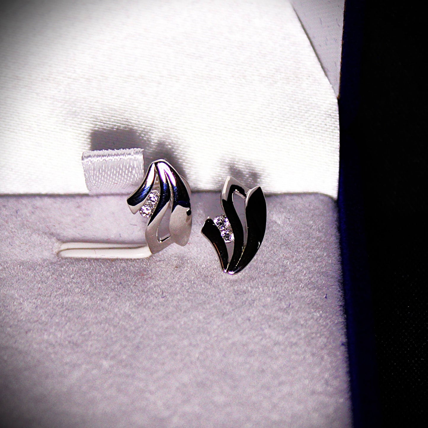 Rhodium-plated .925 Sterling lab-created Diamond Wing Earrings