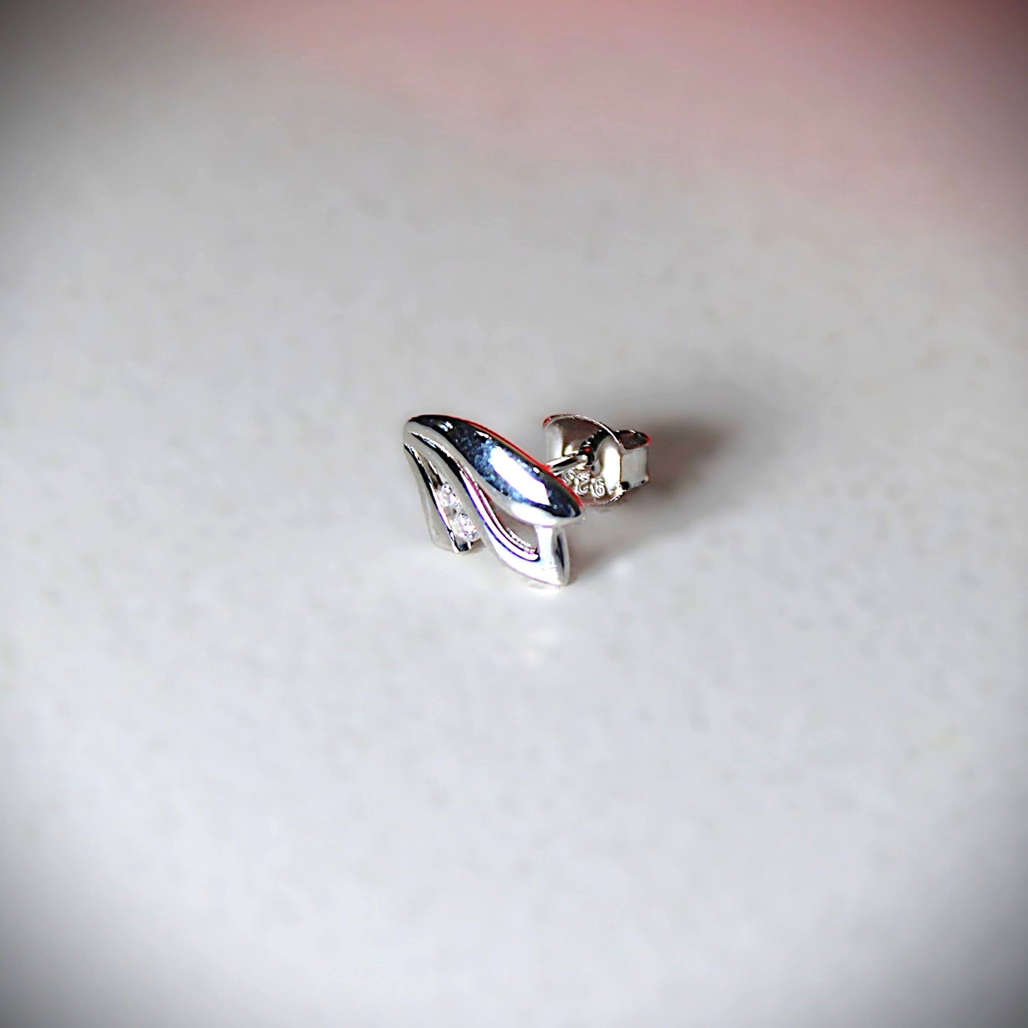 Rhodium-plated .925 Sterling lab-created Diamond Wing Earrings