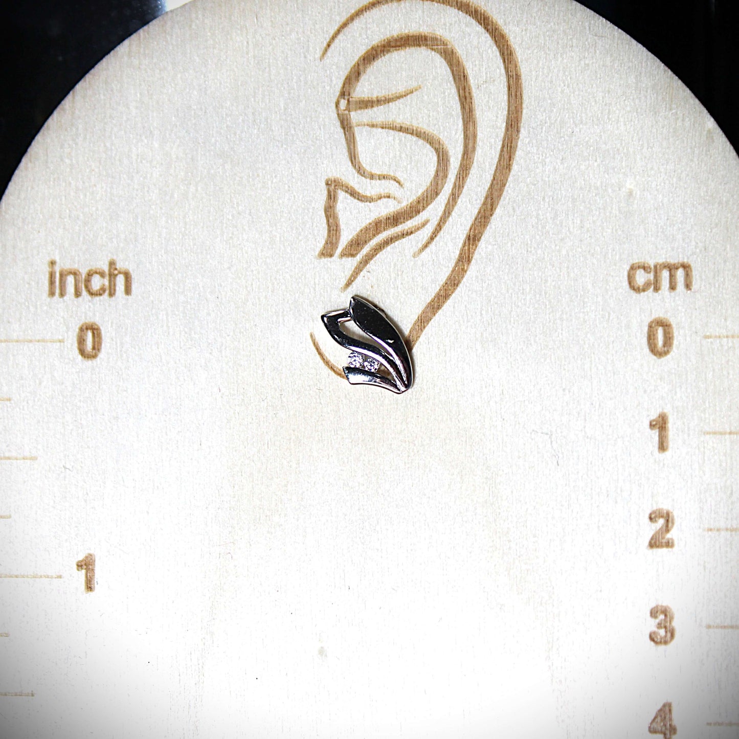 Rhodium-plated .925 Sterling lab-created Diamond Wing Earrings