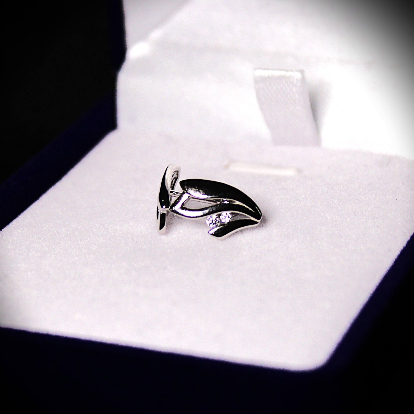 Rhodium-plated .925 Sterling lab-created Diamond Wing Earrings