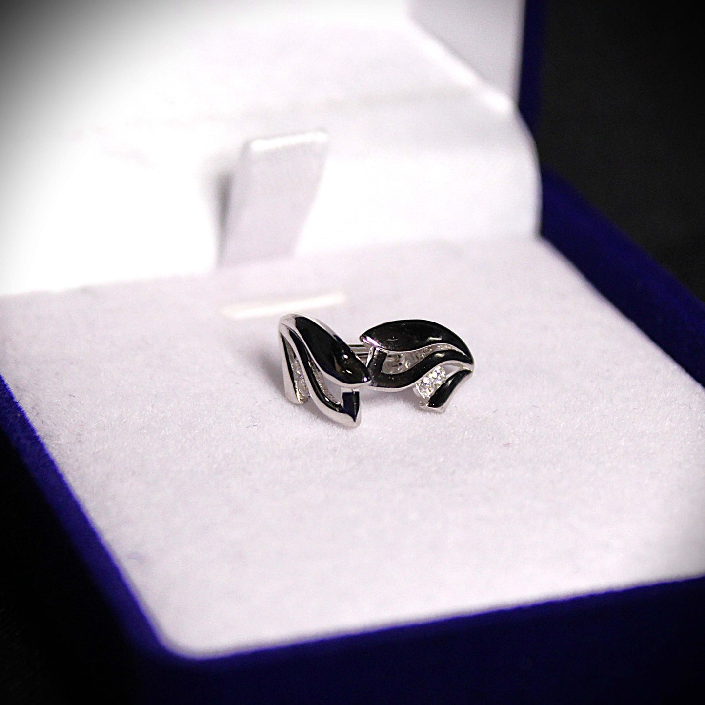Rhodium-plated .925 Sterling lab-created Diamond Wing Earrings