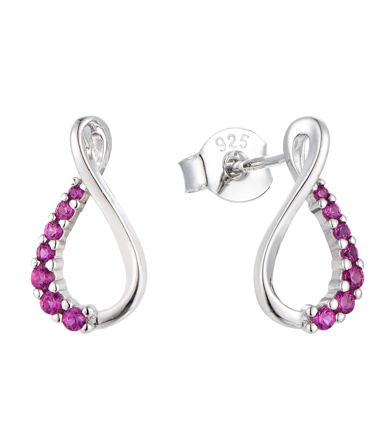 Rhodium-plated .925 Sterling lab-created Ruby Infinity Earrings
