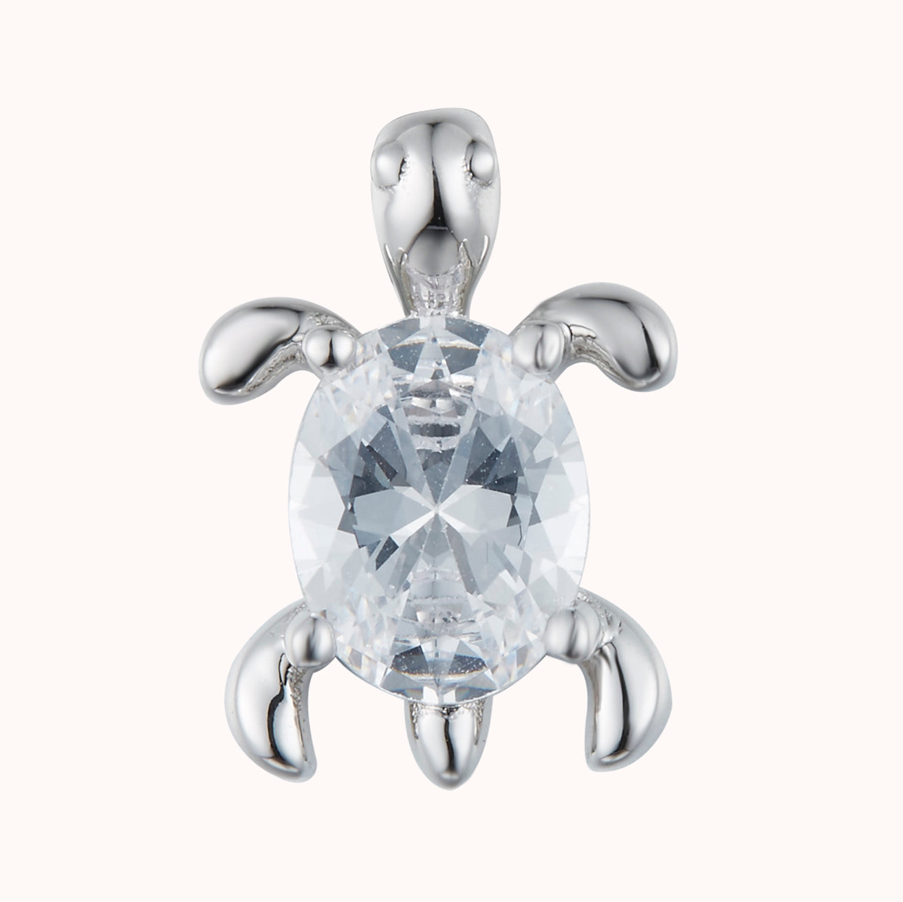 Rhodium-plated .925 Sterling lab-created Diamond Turtle Necklace