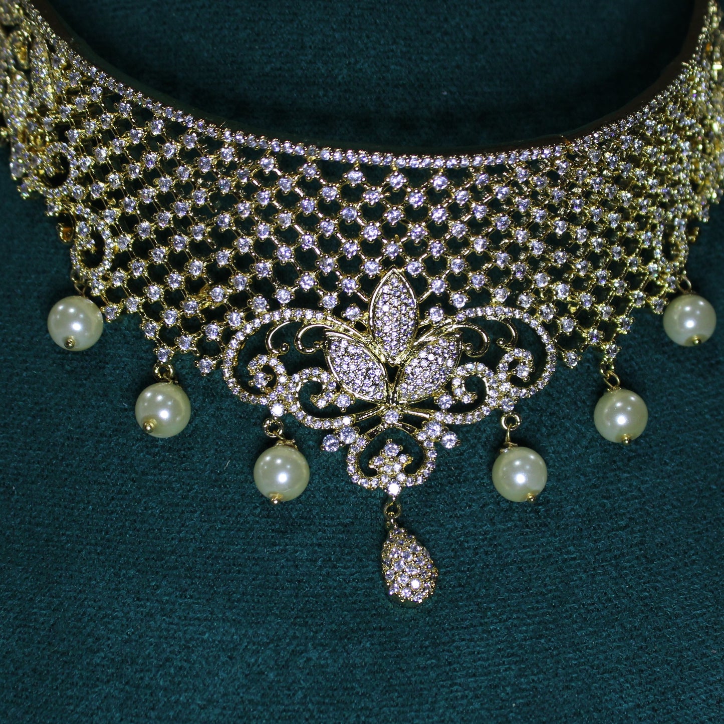 Genesis: Pave Diamond Choker with Cream Pearls