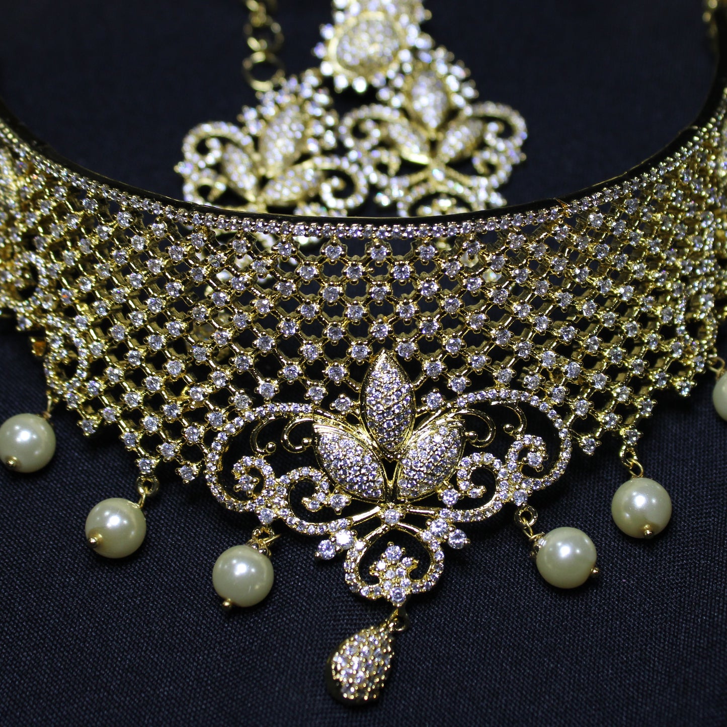 Genesis: Pave Diamond Choker with Cream Pearls