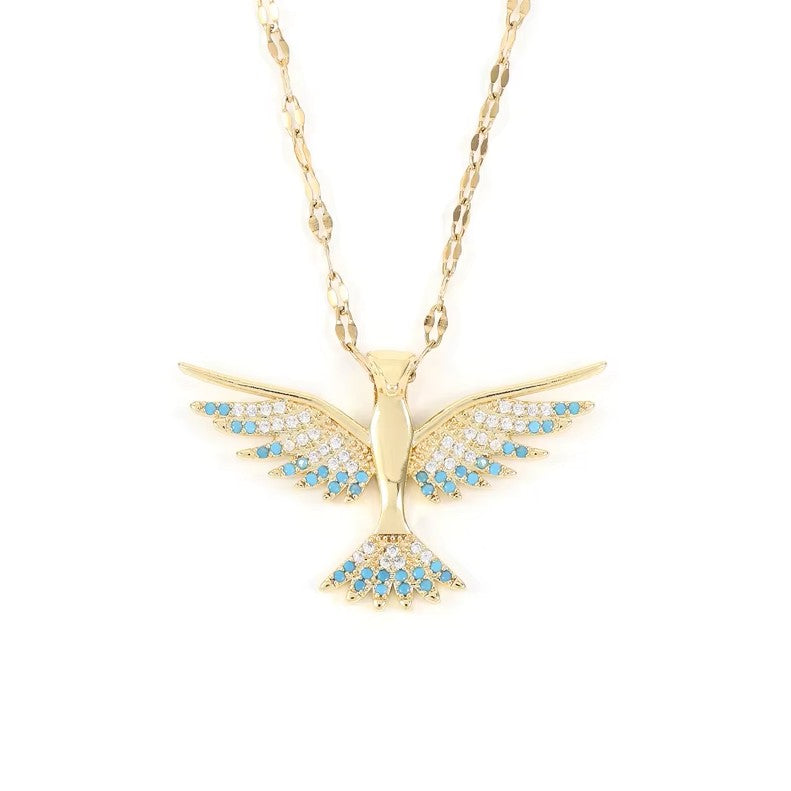 Phoenix - Rhinestone and Gold Plated Pendant Necklace