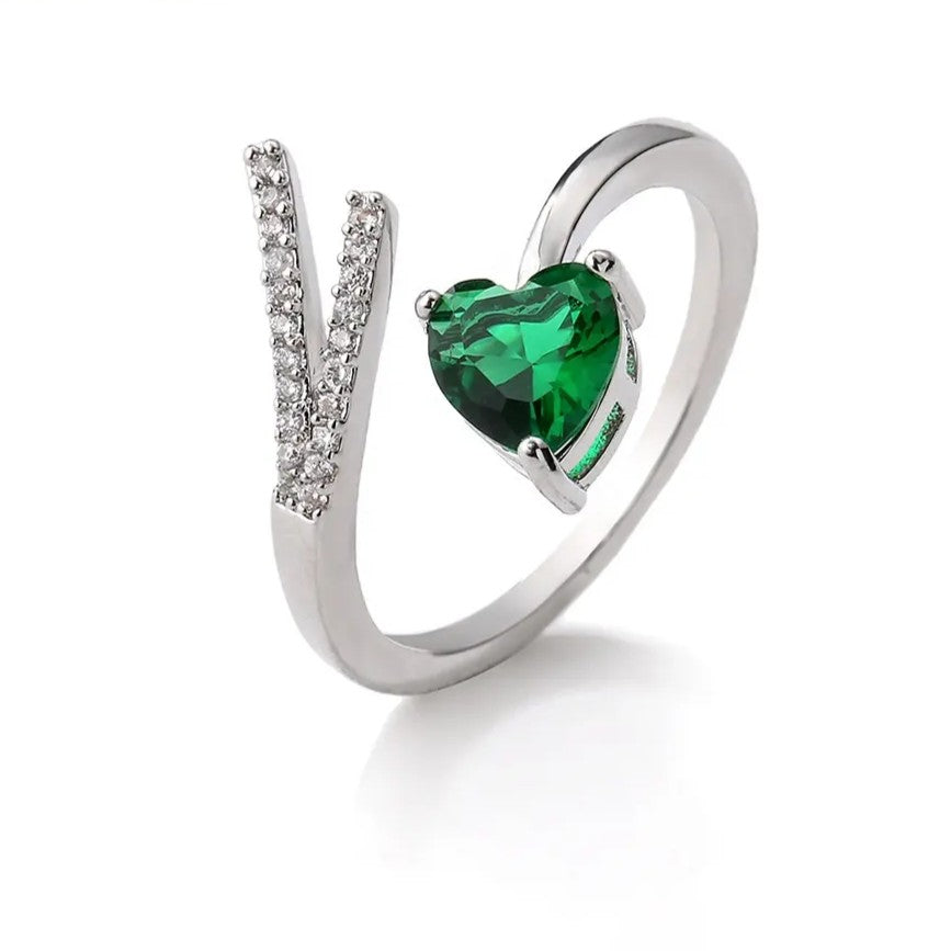 Heart Gem and Diamond Pave Wrap Ring (pink sapphire or emerald)