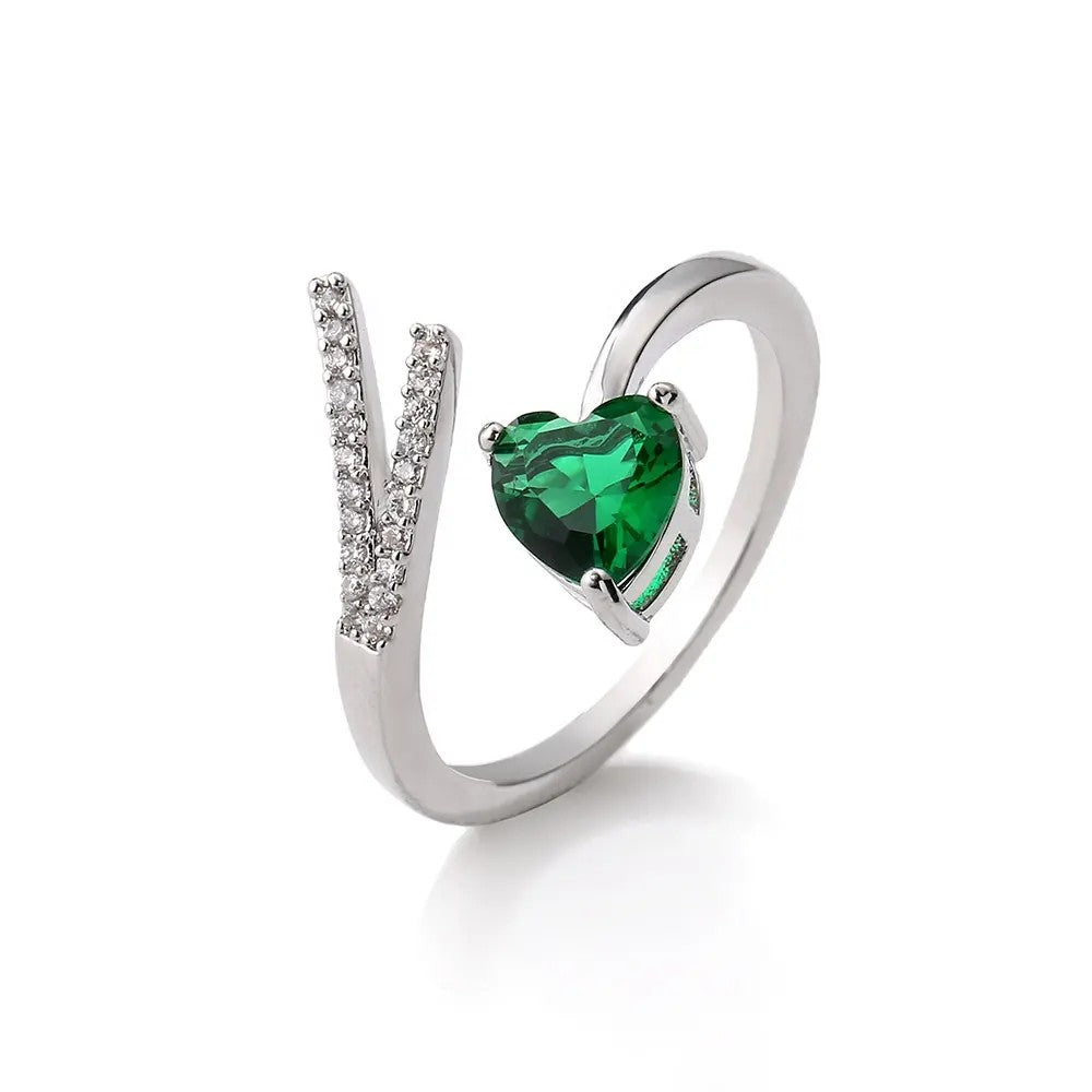 Heart Gem and Diamond Pave Wrap Ring (pink sapphire or emerald)