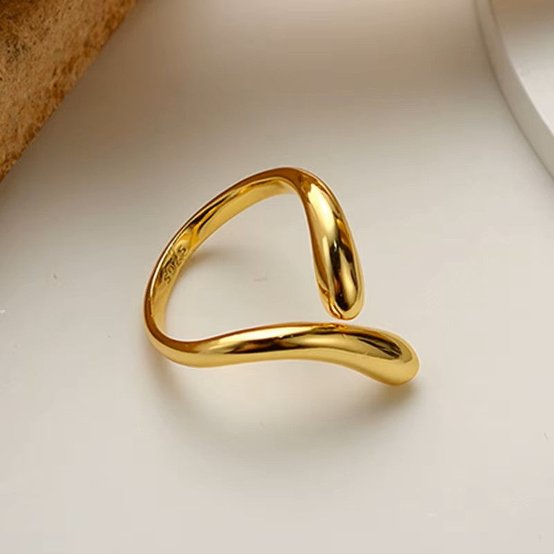18k Gold-plated .925 Sterling Wrap Ring with Triangle Opening with Yellow or White plating
