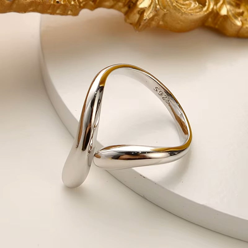 18k Gold-plated .925 Sterling Wrap Ring with Triangle Opening with Yellow or White plating