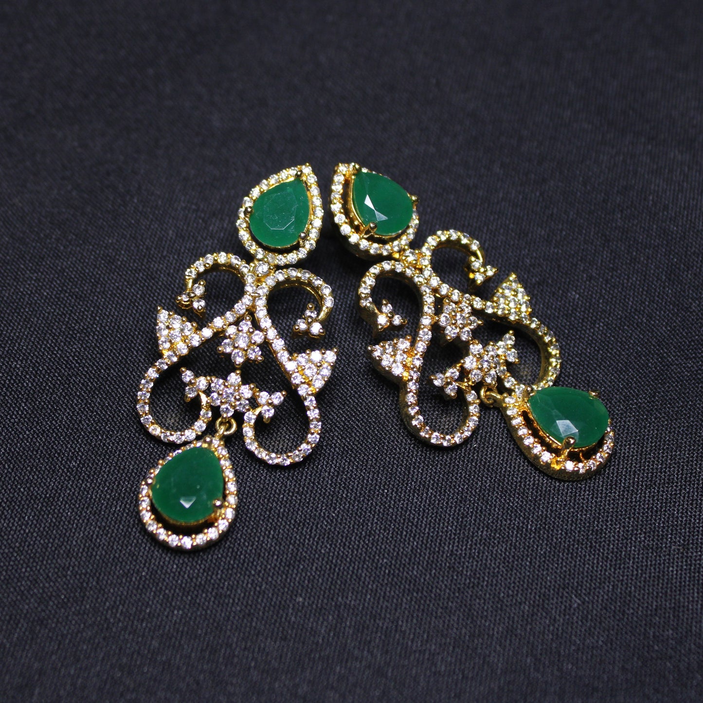 Hetal: Teardrop Emeralds accented by Pave Diamonds (Set)
