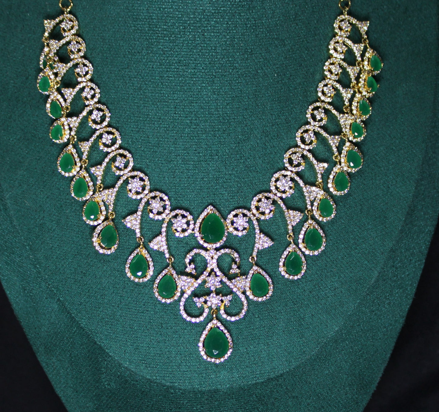 Hetal: Teardrop Emeralds accented by Pave Diamonds (Set)