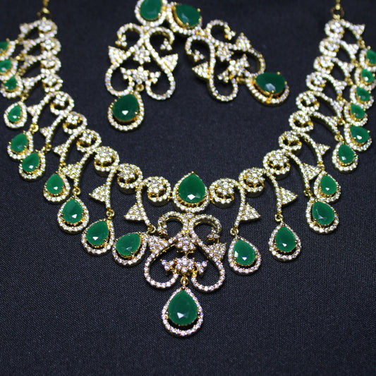 Hetal: Teardrop Emeralds accented by Pave Diamonds (Set)