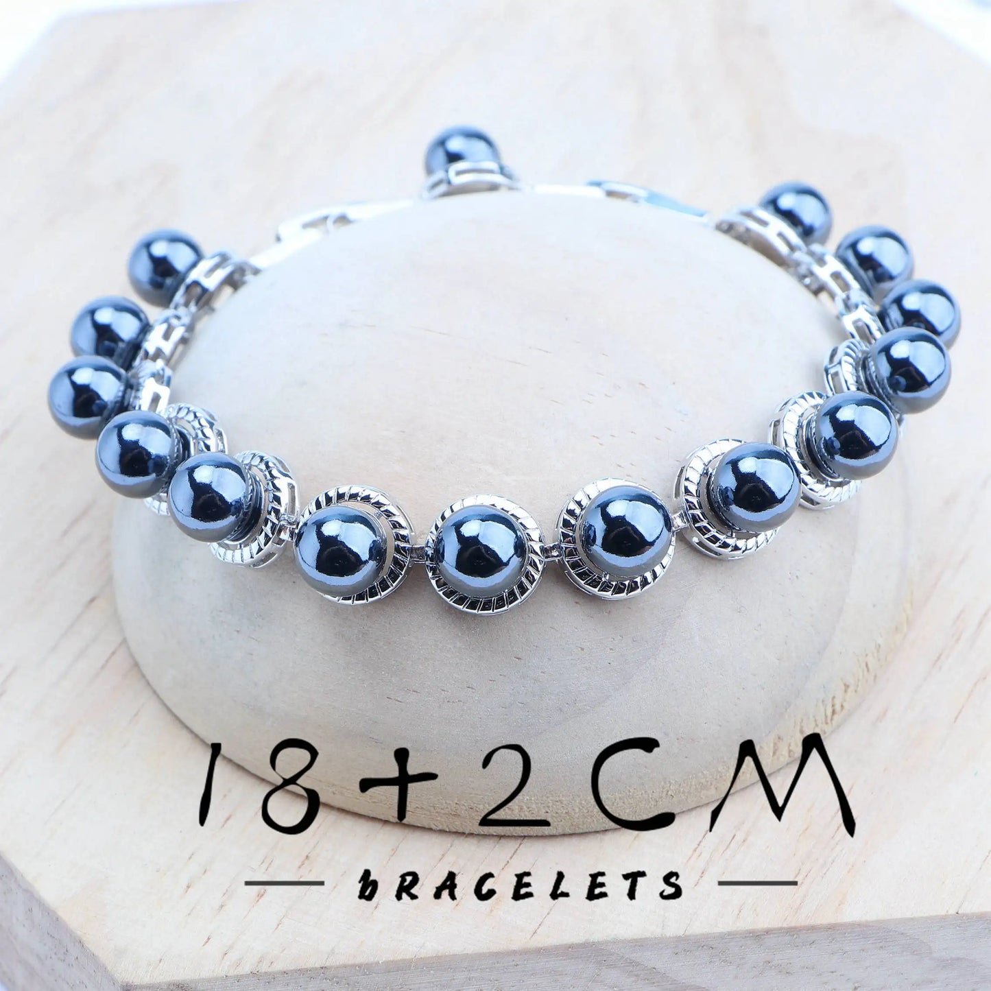 Platinum-plated .925 Sterling cultured Blue Pearl Four Piece Set (Necklace, earrings, bracelet and ring)