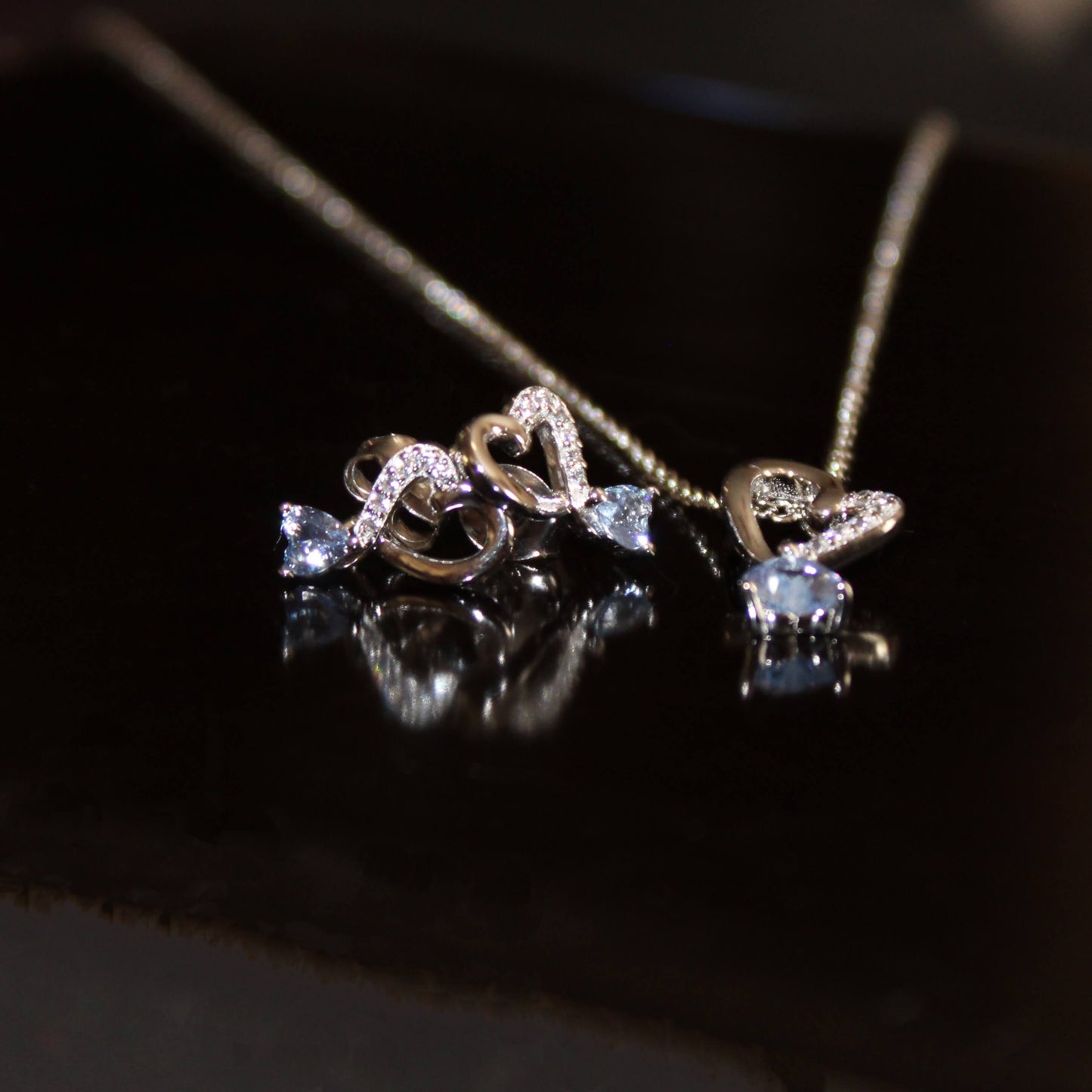 Amy: Rhodium plated .925 Sterling lab-created Light Amethyst Heart Necklace