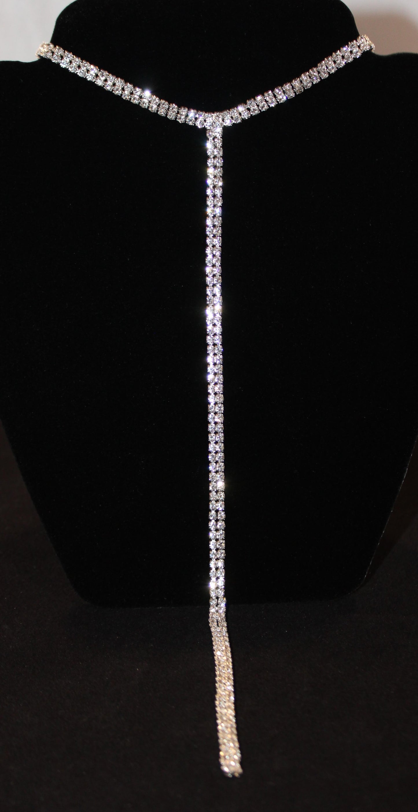 Scarlet: Double Strand Square Diamond Front Drop Necklace