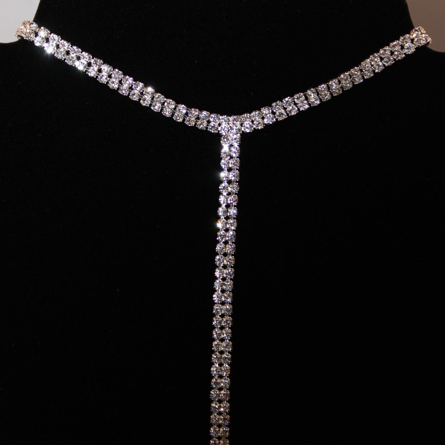 Scarlet: Double Strand Square Diamond Front Drop Necklace