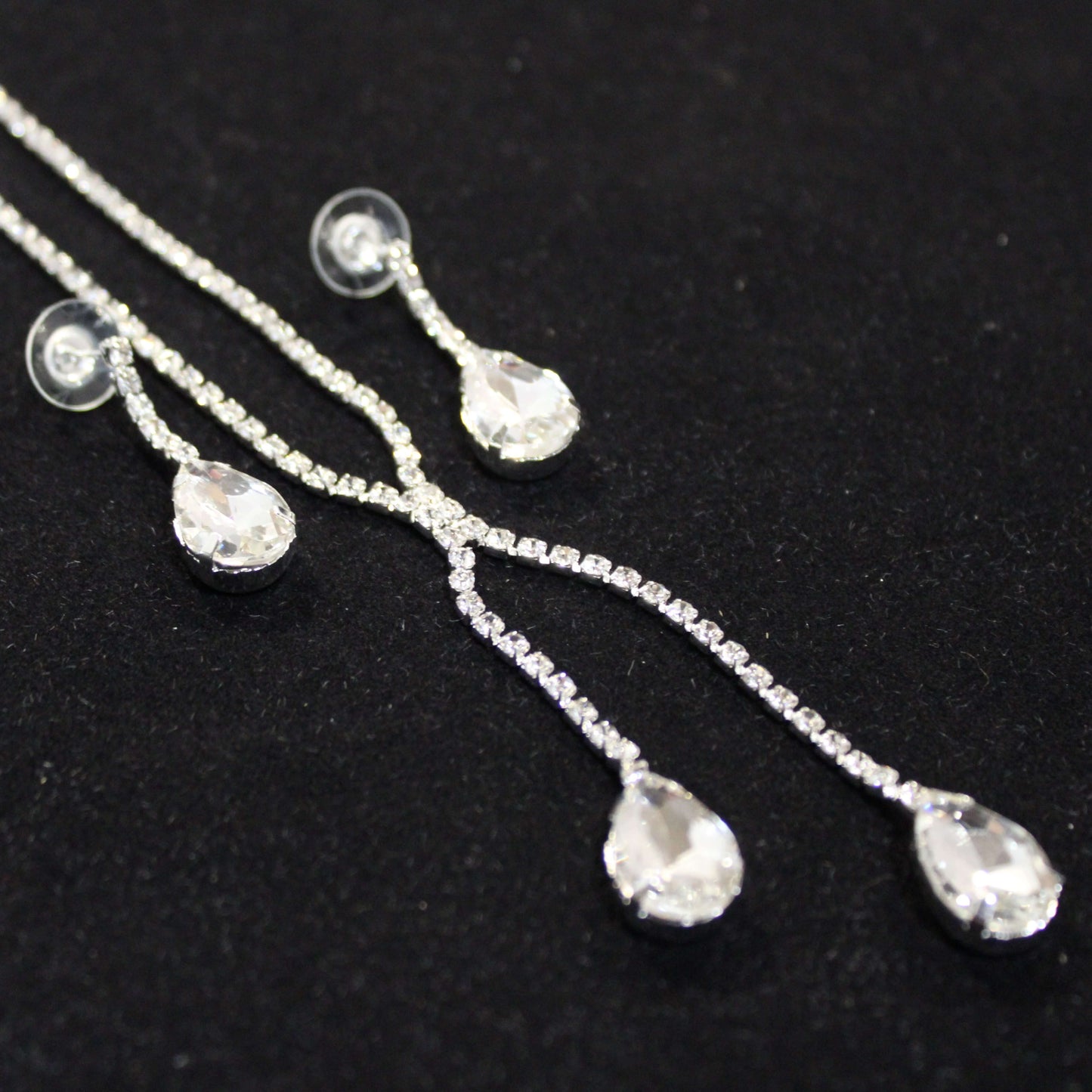 Lillian: Square Cut Diamond Chain Teardrop Set