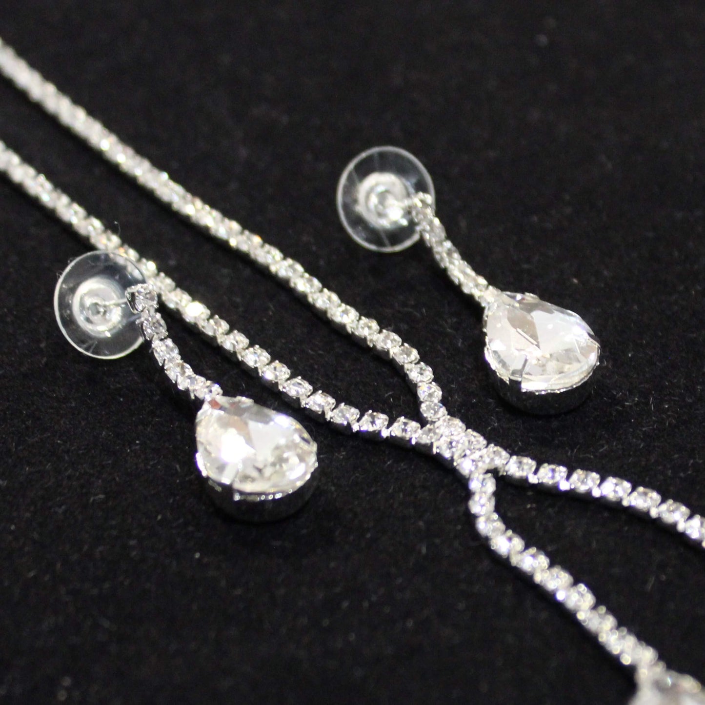 Lillian: Square Cut Diamond Chain Teardrop Set