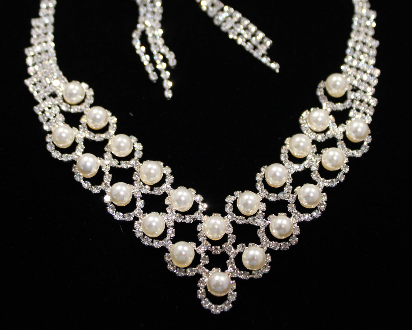 Blanche: Square Diamond and Pearl Set (3 piece set)