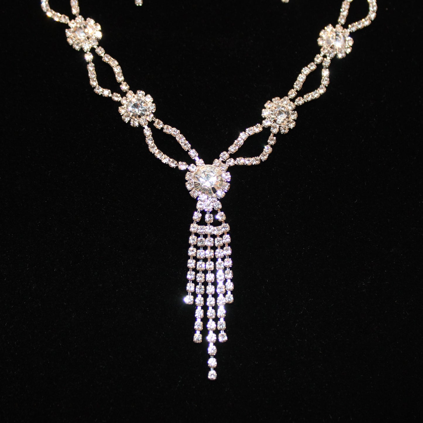 Viola: Diamond Flower Necklace and Earring Set