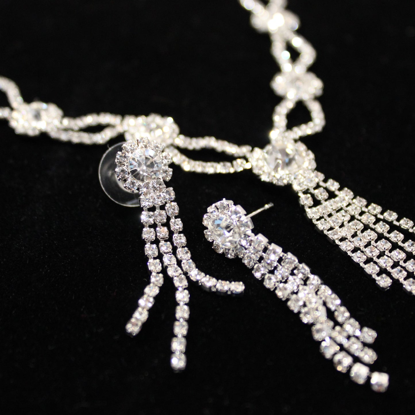 Viola: Diamond Flower Necklace and Earring Set