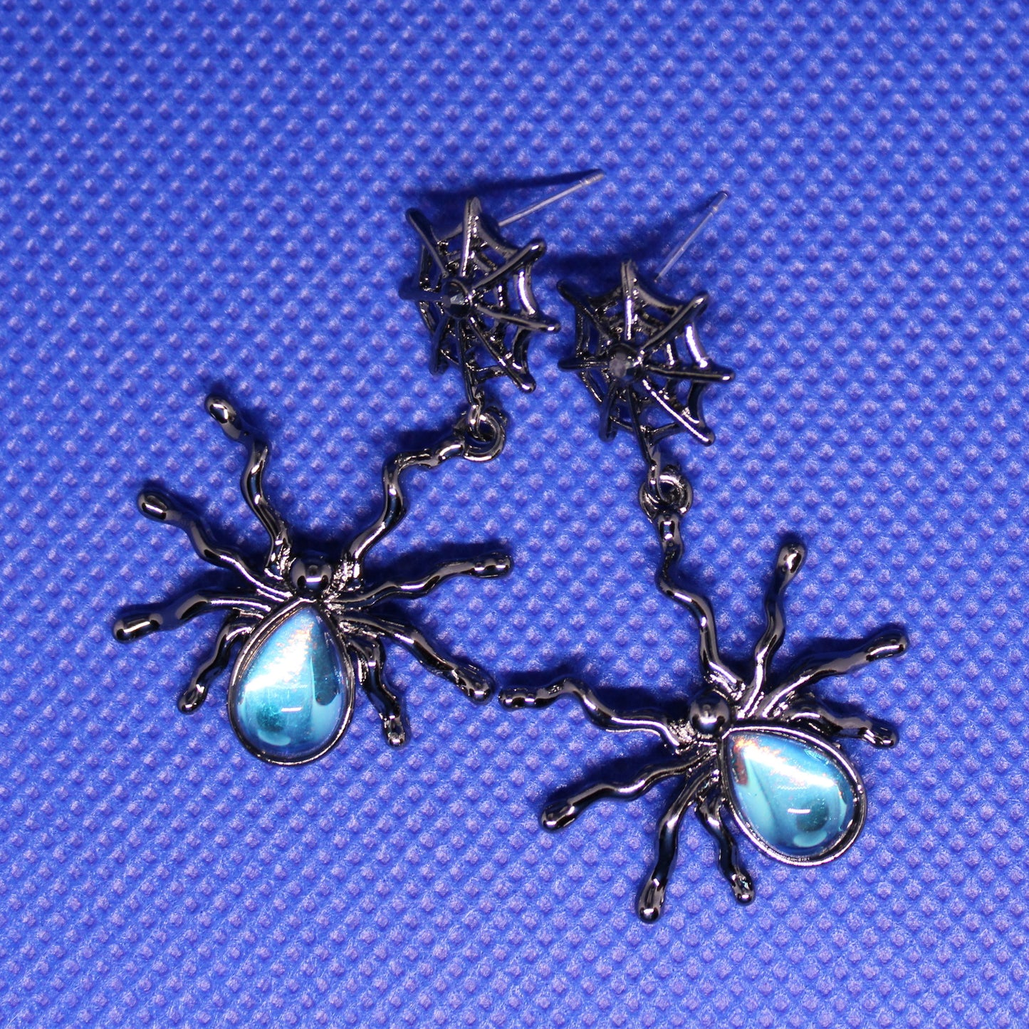 Stainless Steel Gunmetal Spider Earrings