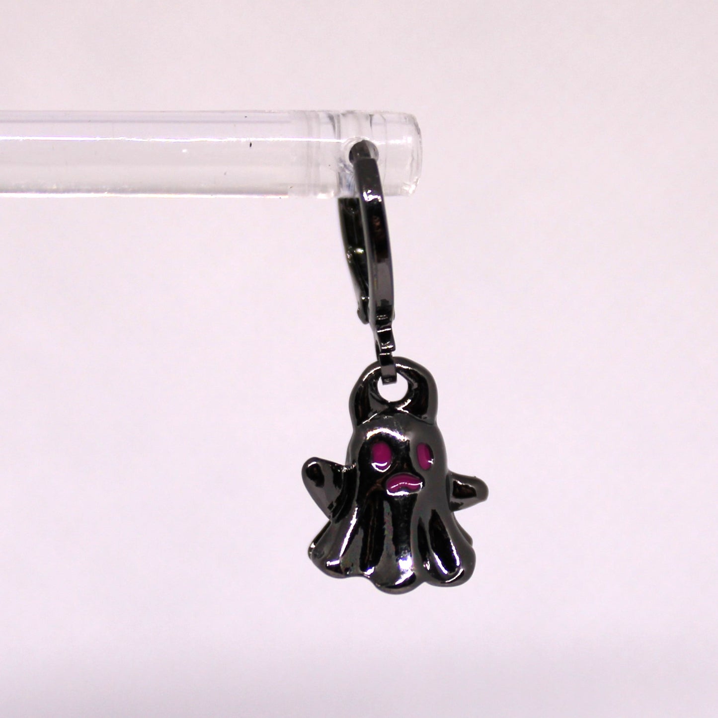 Stainless Steel Gunmetal Ghost and Halloween Spike Earrings