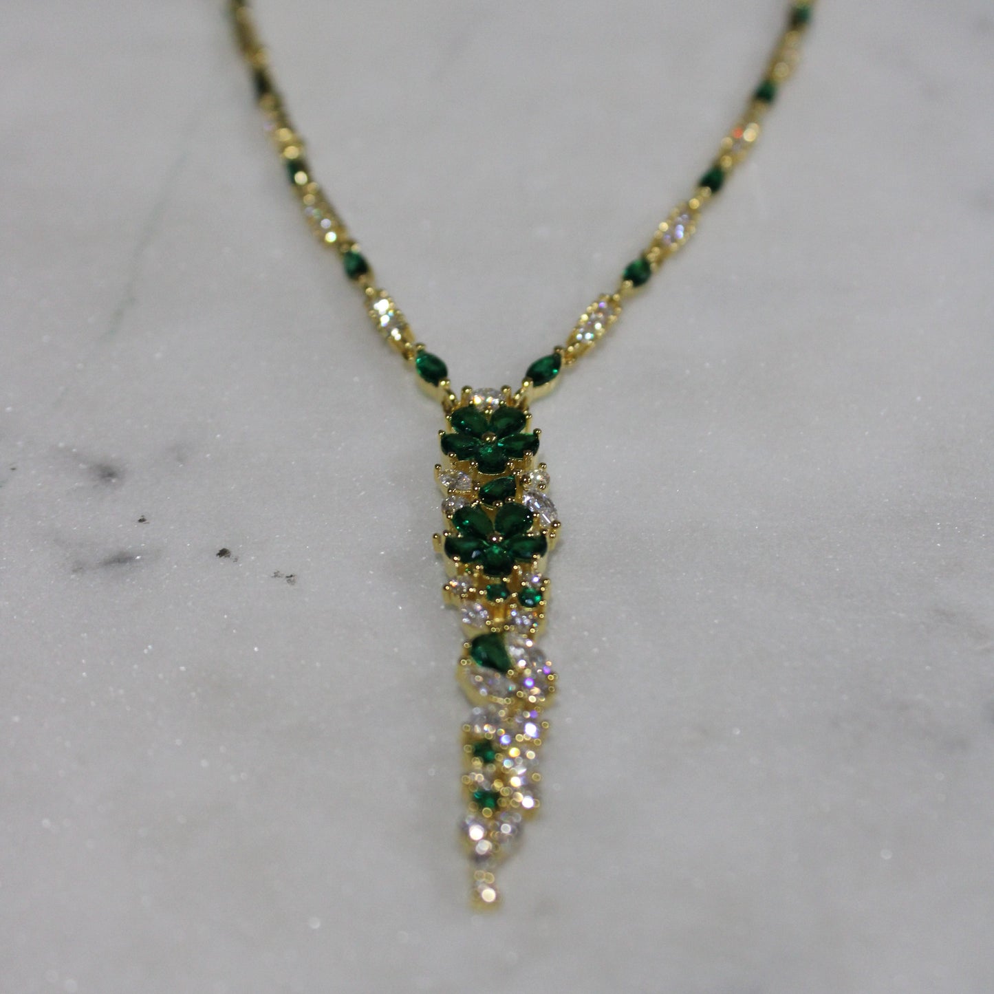 Josephine: 18k Gold-plated .925 Sterling Diamond and Emerald Earrings