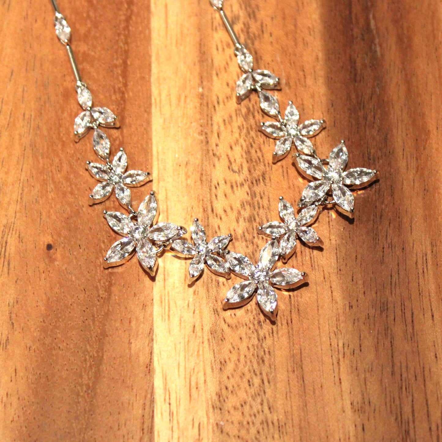 Amanda: Rhodium-plated .925 Sterling lab-created Marquise Diamond Necklace and Earrings Set