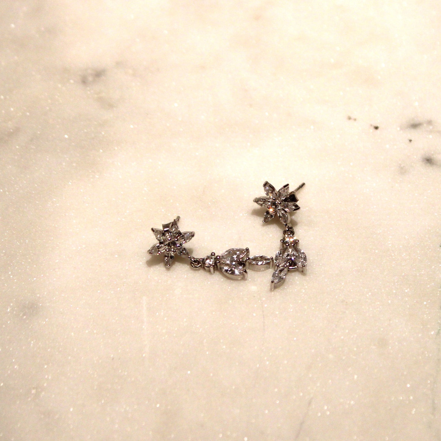 Amanda: Rhodium-plated .925 Sterling lab-created Marquise Diamond Necklace and Earrings Set