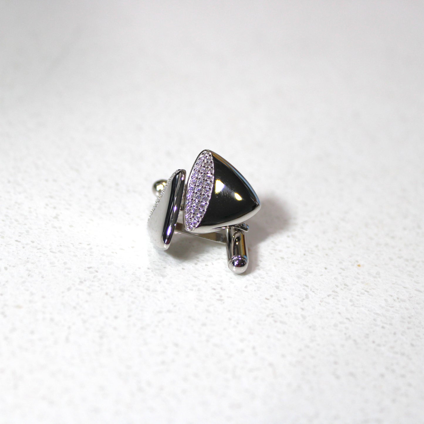 Rhodium or 18k Gold-plated .925 Sterling Cufflinks with lab-created Diamond Pave