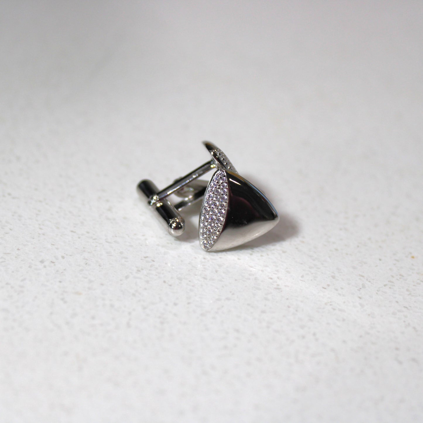 Rhodium or 18k Gold-plated .925 Sterling Cufflinks with lab-created Diamond Pave