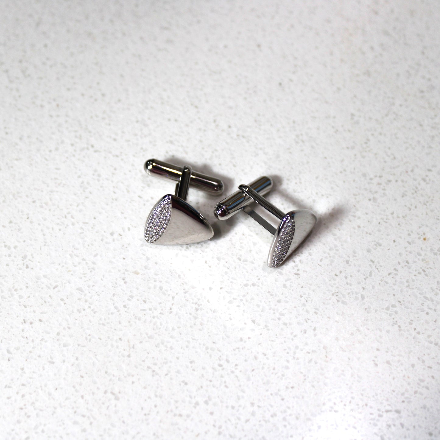 Rhodium or 18k Gold-plated .925 Sterling Cufflinks with lab-created Diamond Pave