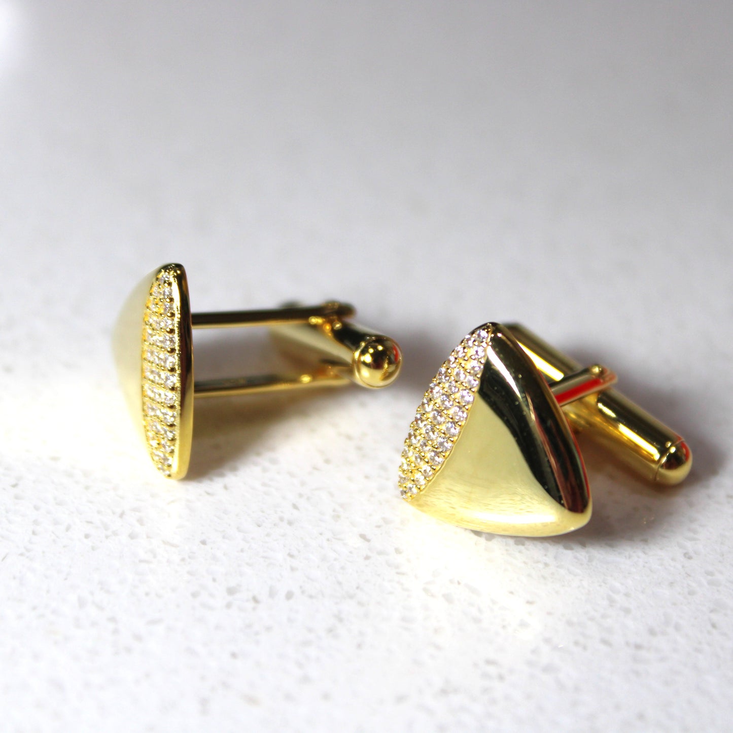 Rhodium or 18k Gold-plated .925 Sterling Cufflinks with lab-created Diamond Pave