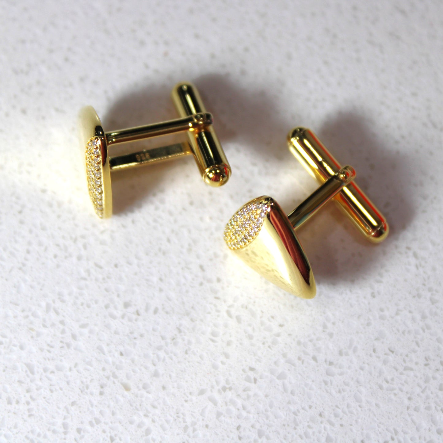 Rhodium or 18k Gold-plated .925 Sterling Cufflinks with lab-created Diamond Pave