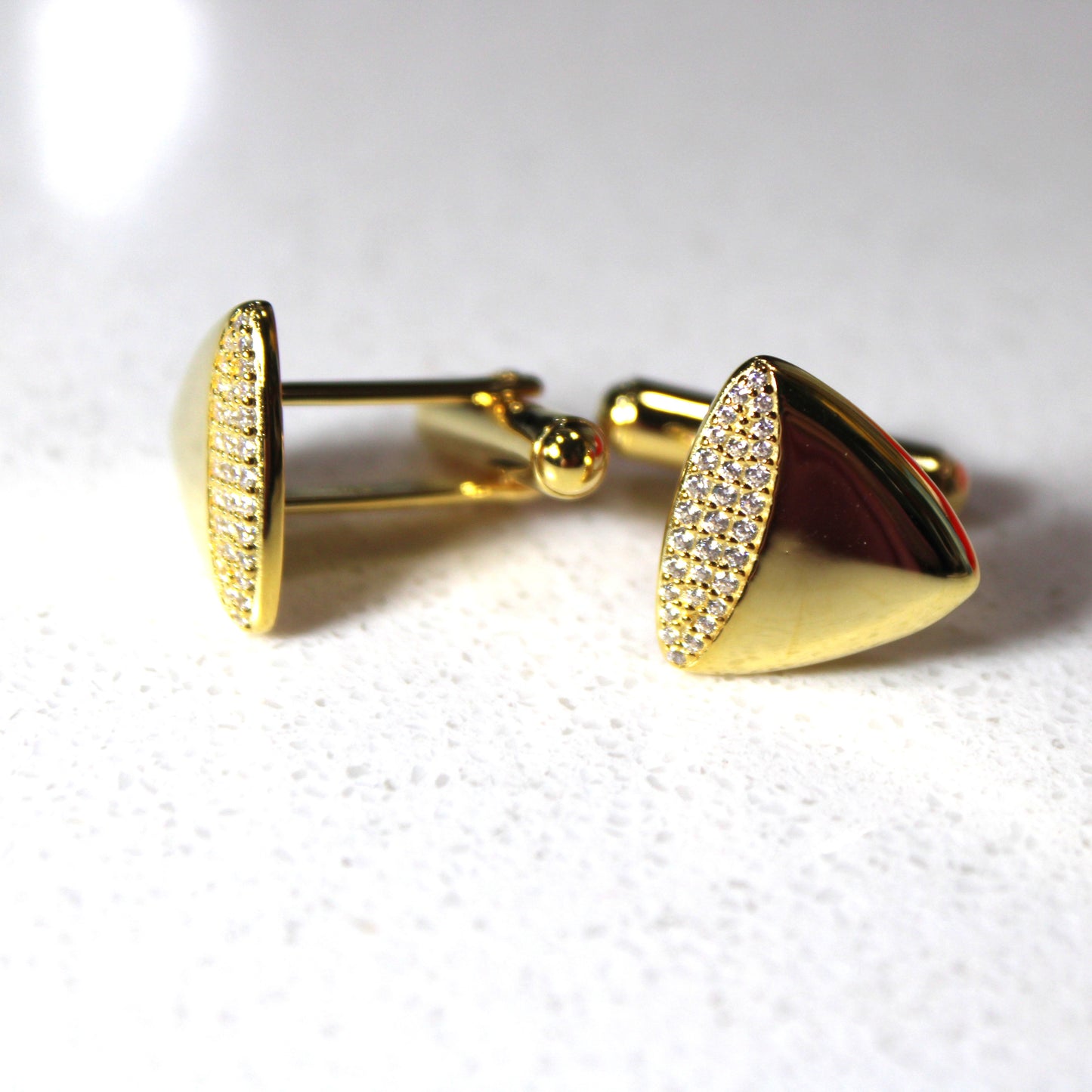 Rhodium or 18k Gold-plated .925 Sterling Cufflinks with lab-created Diamond Pave