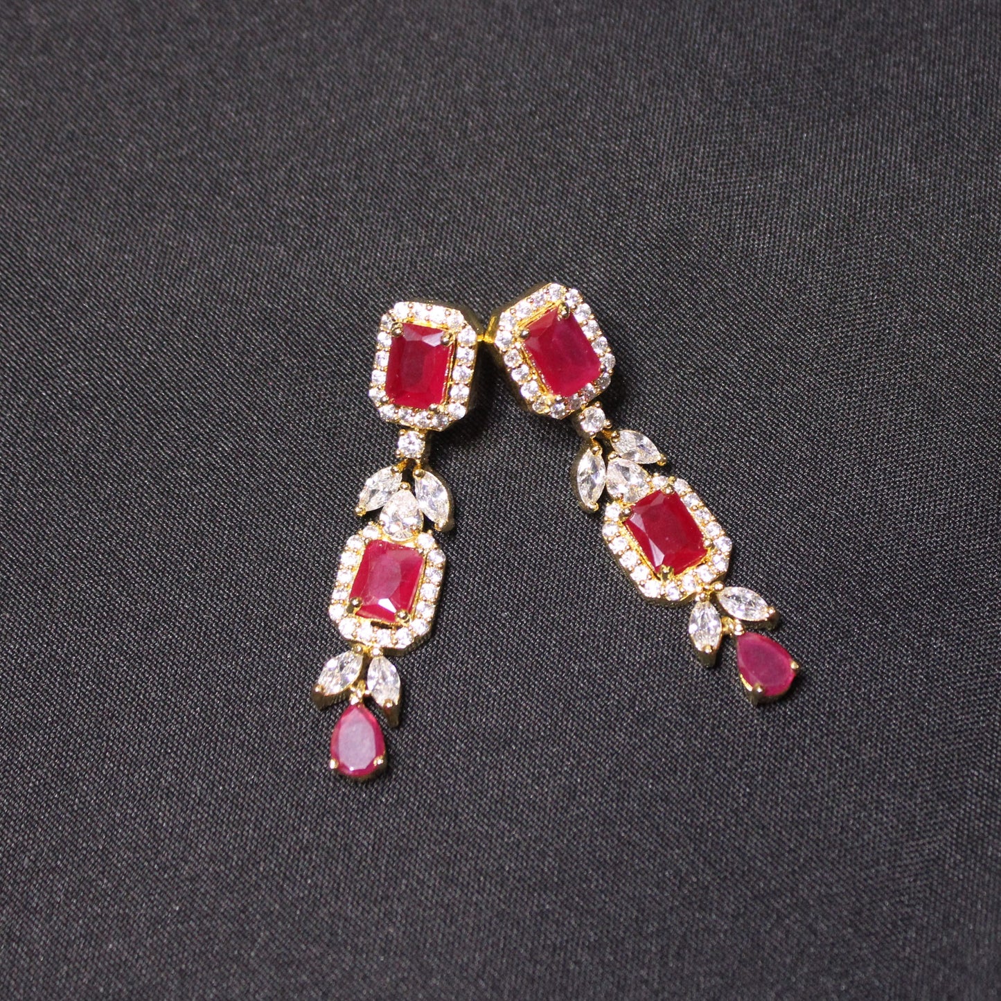 Jasmine: Emerald Cut Rubies with Marquise Diamonds Set