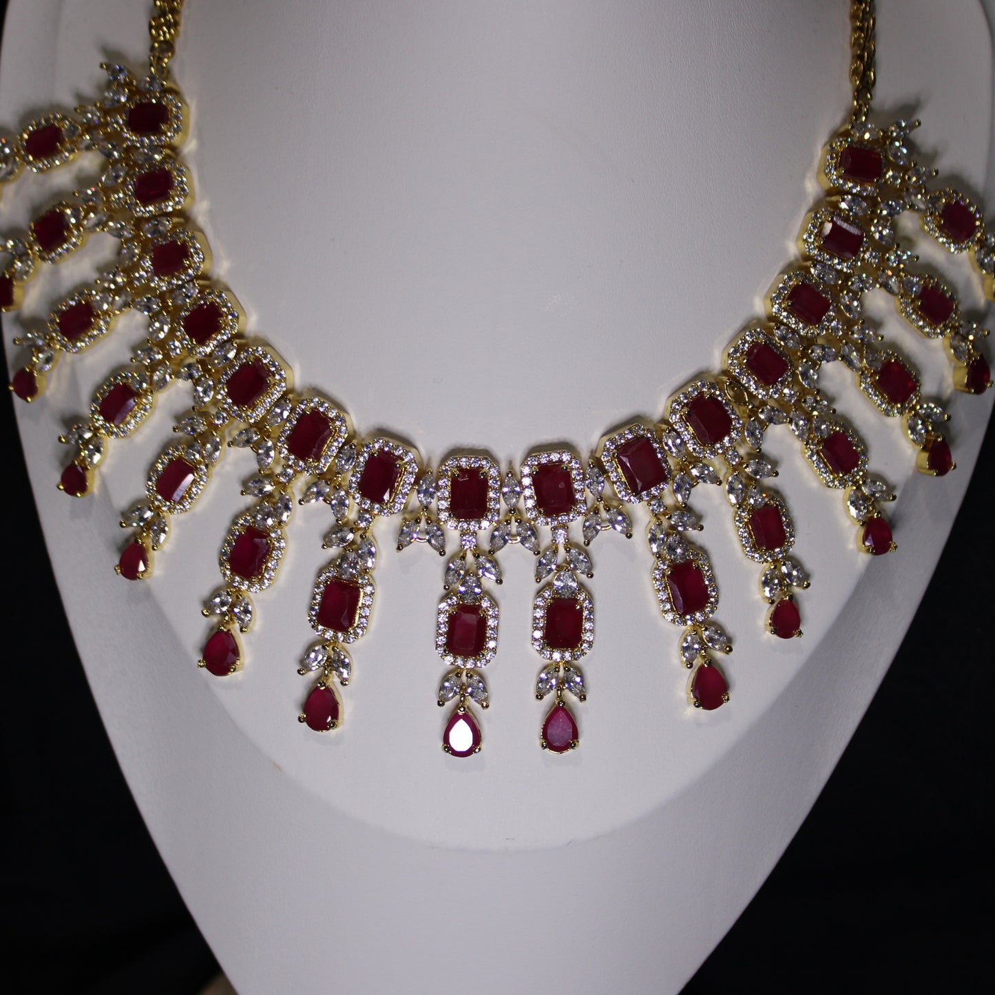Jasmine: Emerald Cut Rubies with Marquise Diamonds Set