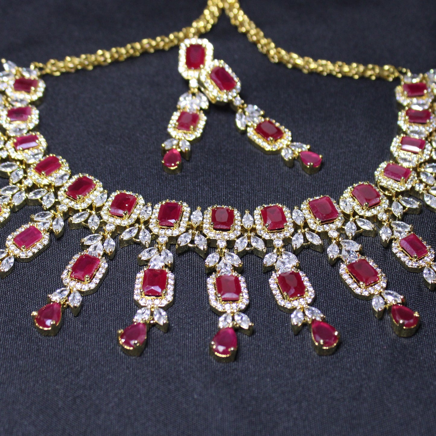 Jasmine: Emerald Cut Rubies with Marquise Diamonds Set
