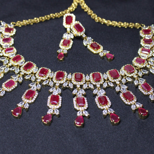 Jasmine: Emerald Cut Rubies with Marquise Diamonds Set
