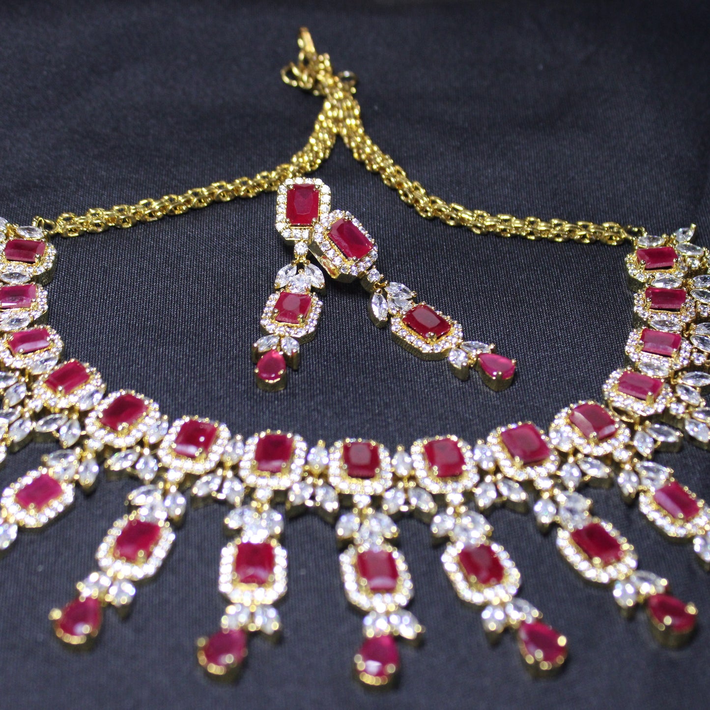 Jasmine: Emerald Cut Rubies with Marquise Diamonds Set