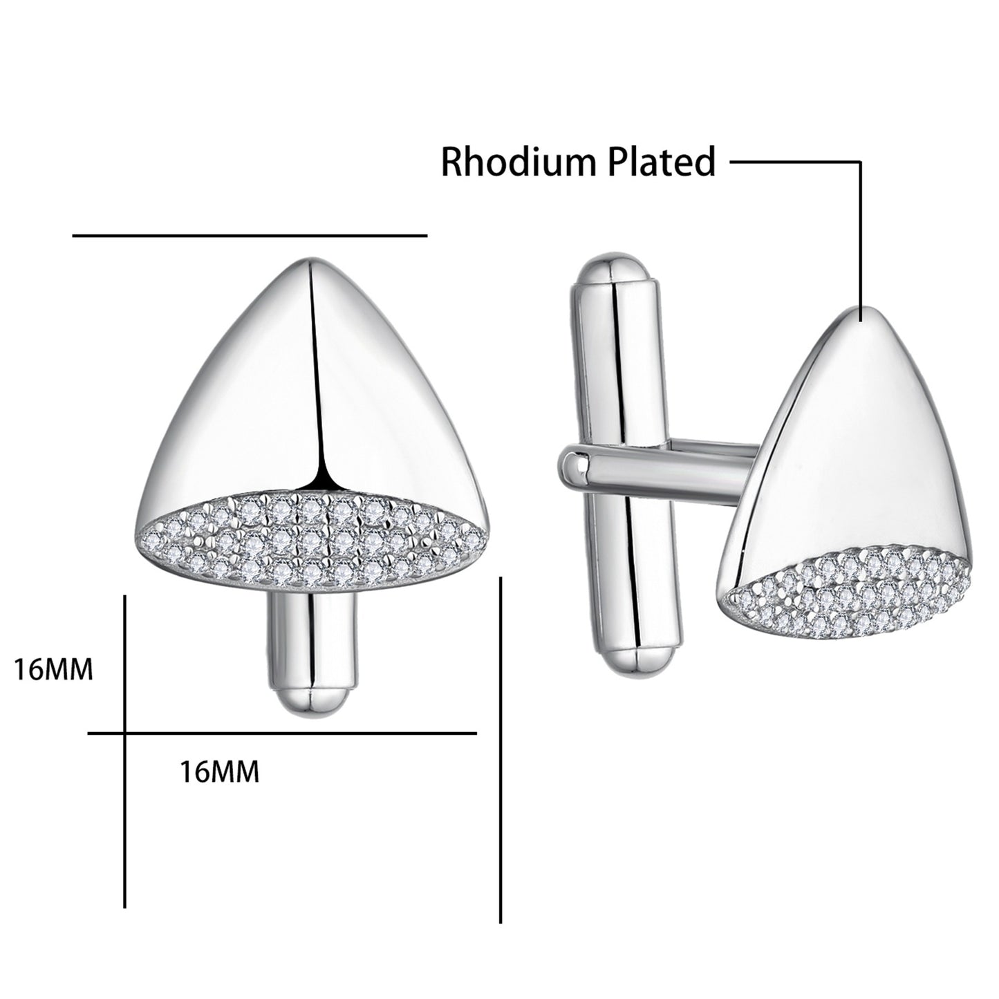 Rhodium or 18k Gold-plated .925 Sterling Cufflinks with lab-created Diamond Pave