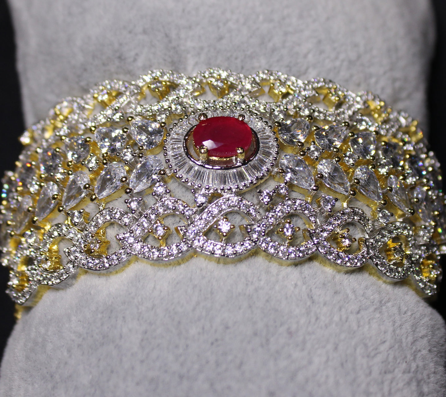 Nancy: Diamond encrusted Bangle with Ruby Solitaire