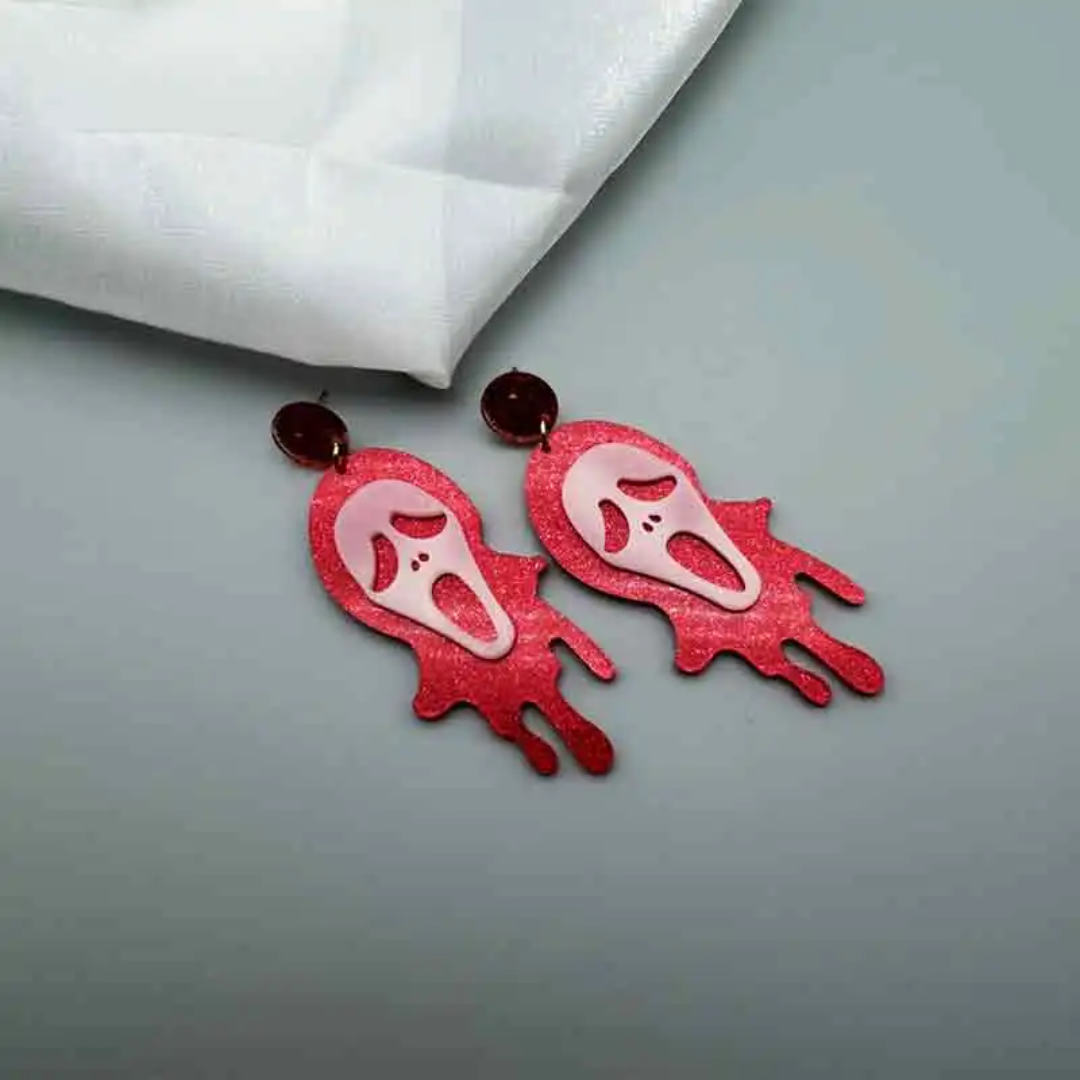 Halloween Red Scream Mask Earrings
