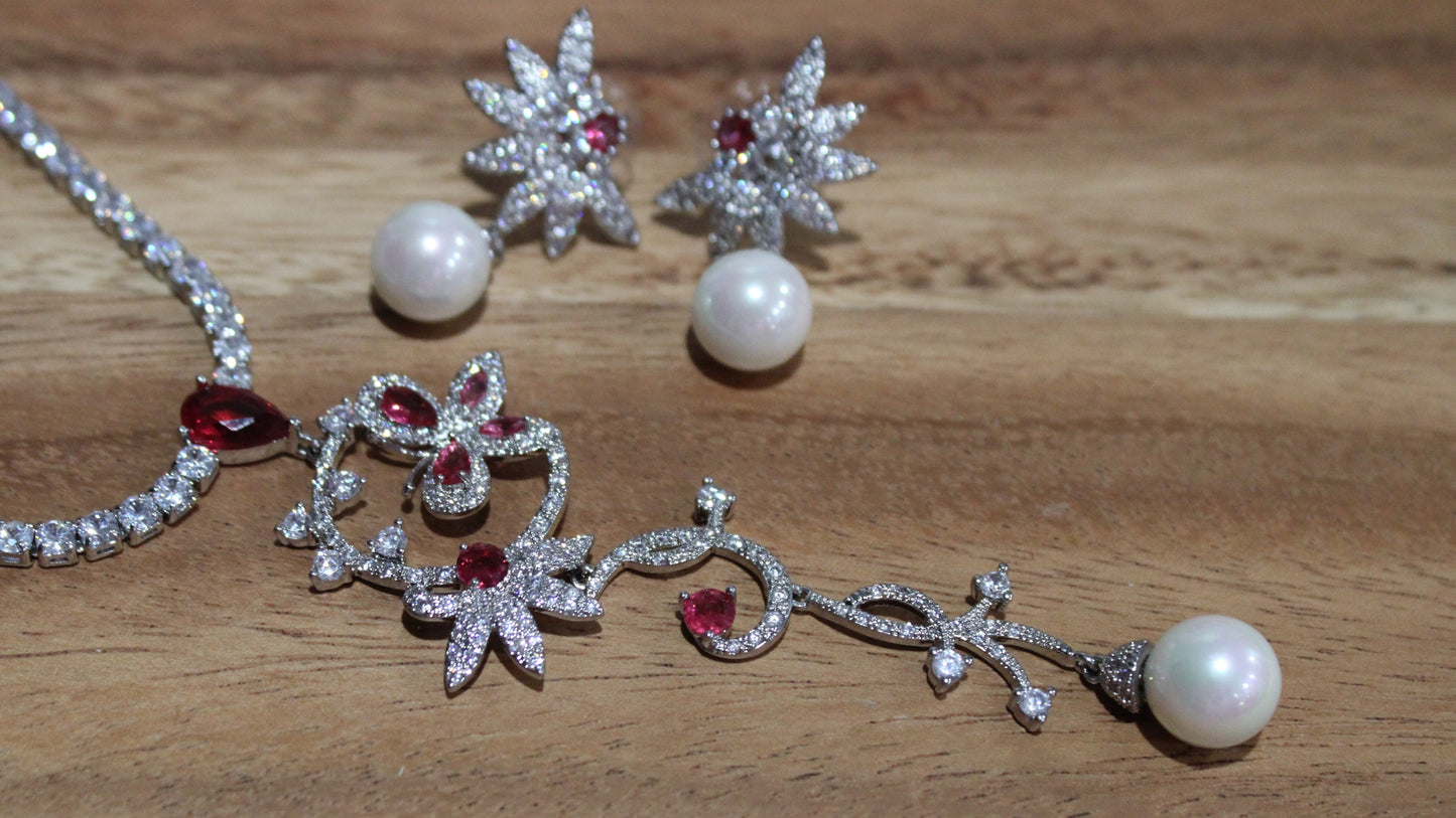 Rosemary: Light Ruby and Diamond Scroll Design Set