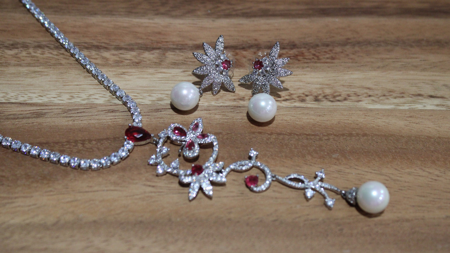 Rosemary: Light Ruby and Diamond Scroll Design Set