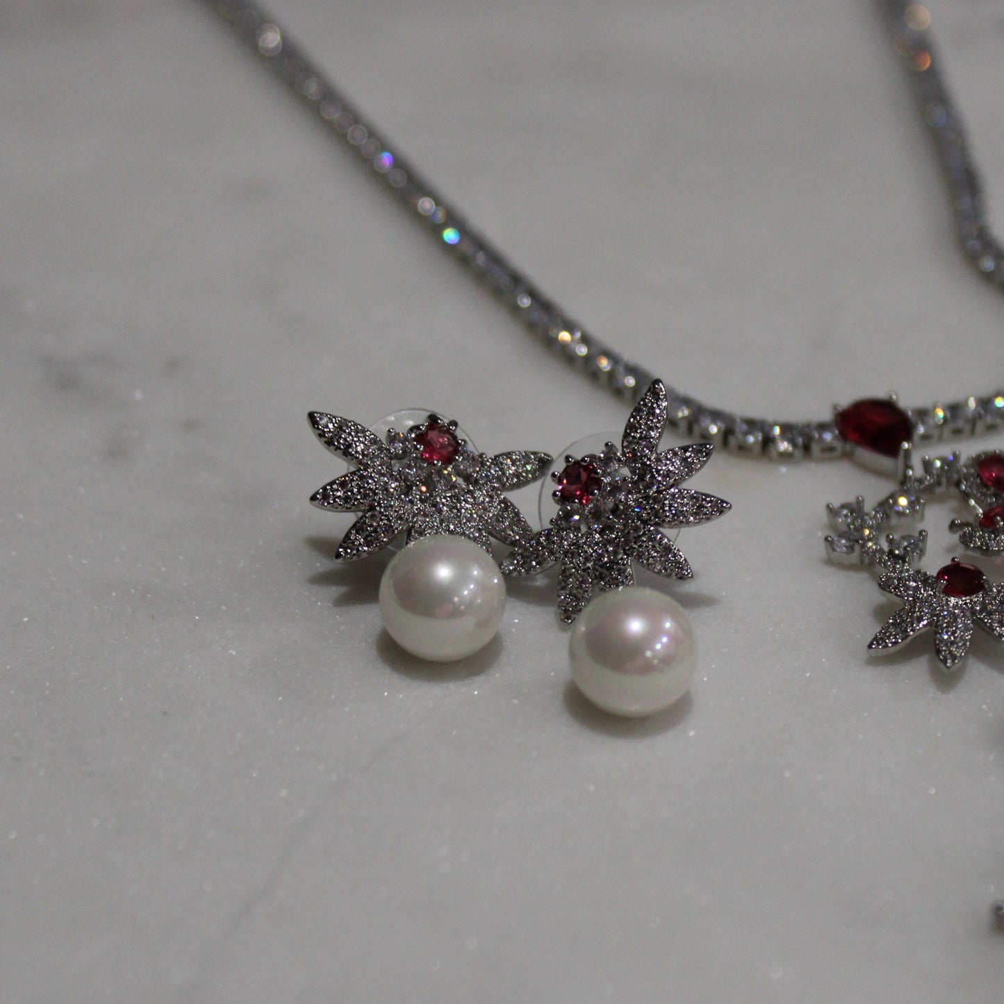 Rosemary: Light Ruby and Diamond Scroll Design Set