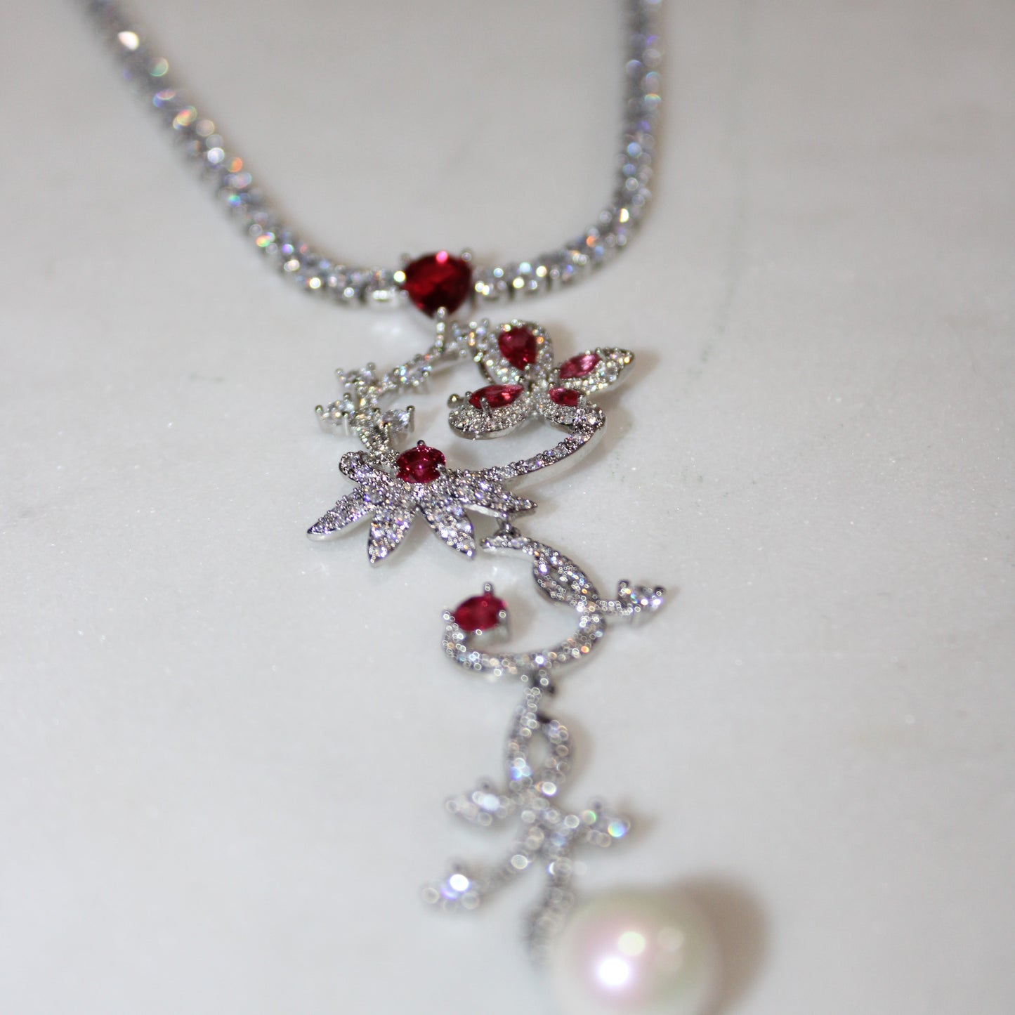 Rosemary: Light Ruby and Diamond Scroll Design Set